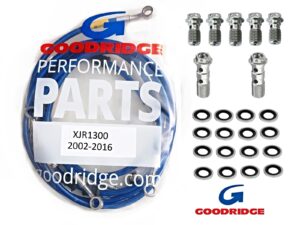 RVS/Titanium rem- en koppelingsleidingen XJR1300 2002-2016, blauw